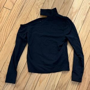 Abercrombie & Fitch Black Asymmetrical Long Sleeve Top